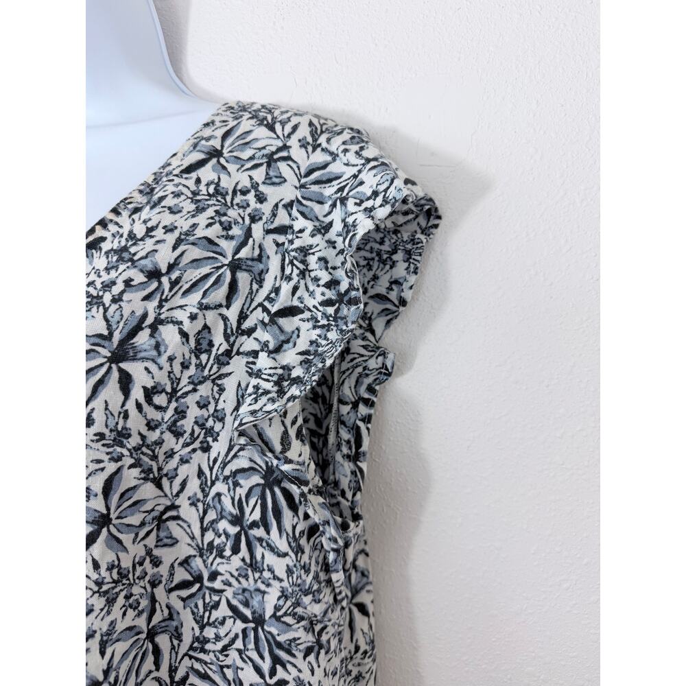 Lucky Brand 100% Linen Floral Ruffle Sleeve Shift Dress L - Picture 3 of 7
